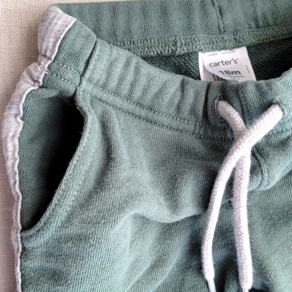 Carter's Green Sweatpant / Gray Striped Sweatpants - Picture 1 of 5